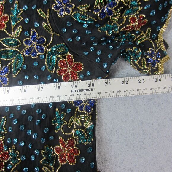 Lawrence Kazar Top Adult Women Beaded Floral  Short Sleeve Blouse Silk 2X Plus - Picture 14 of 16